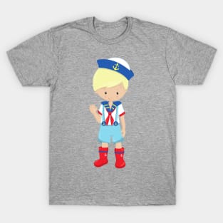 Boat Captain, Skipper, Blond Hair, Cute Boy T-Shirt